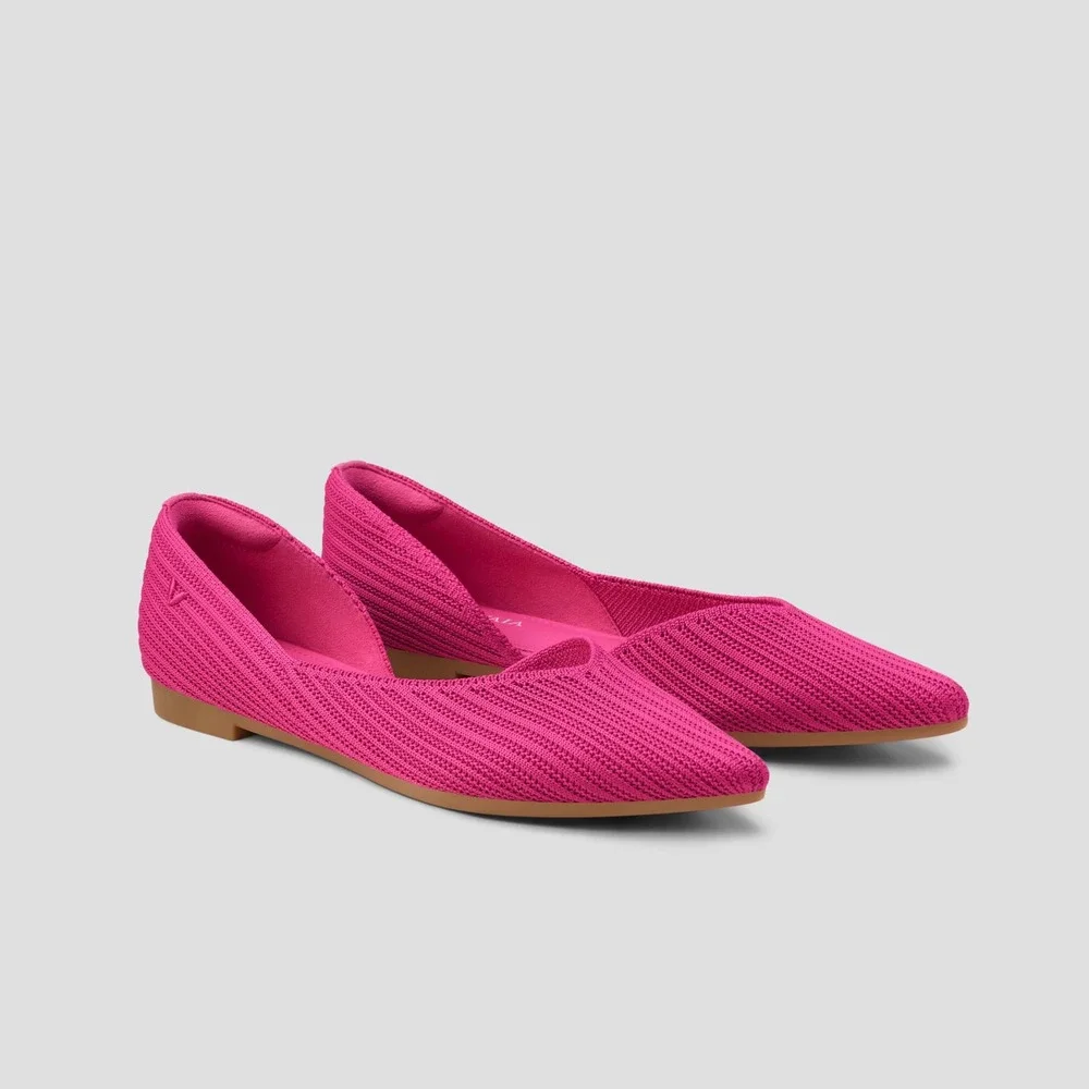 VIVAIA Melia Pitaya Pink Pointed‎ Toe dOrsay Knit Flats EU 39 US 8 NEW